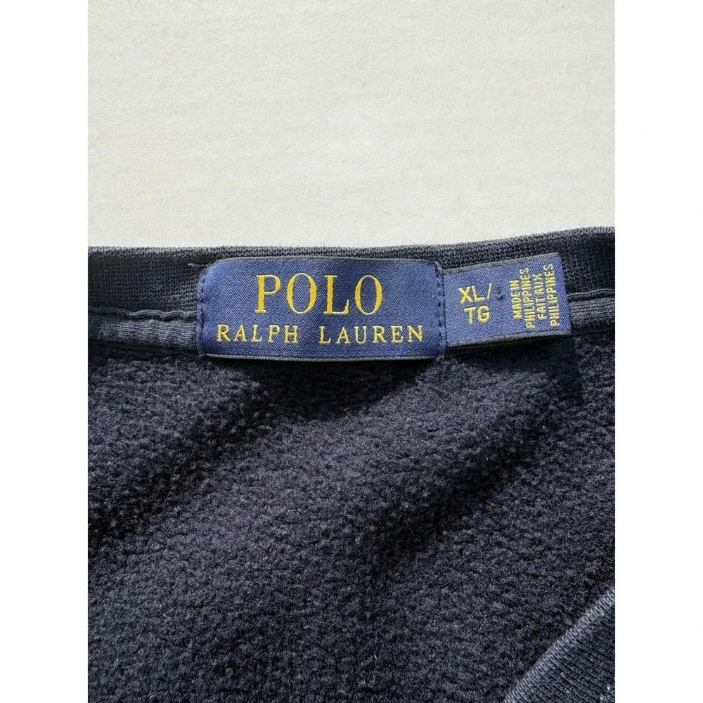 Polo Ralph Lauren Mens XL Navy Blue Crewneck Sweatshirt Red Pony Logo Fleece